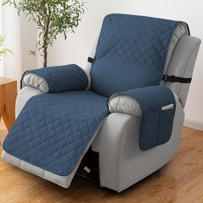 Chenille Knit Recliner Chair Cover Non-Slip Elastic Straps Drawstring Closure Pet Furniture Protector for Large Recliner 8 Colors