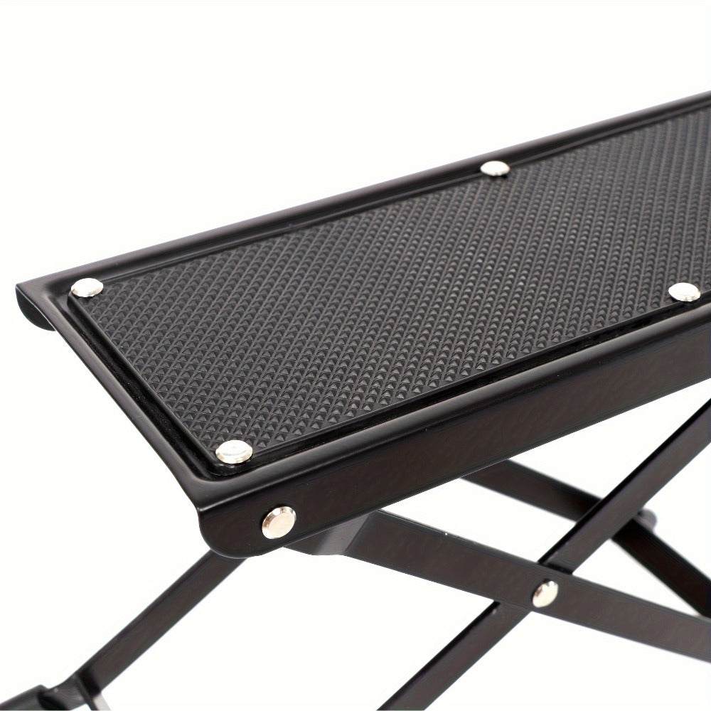 Adjustable Pedicure Footrest with Four-Level or Six-Level Scissor Stand and Textured Black Top Platform