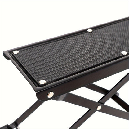 Adjustable Pedicure Footrest with Four-Level or Six-Level Scissor Stand and Textured Black Top Platform