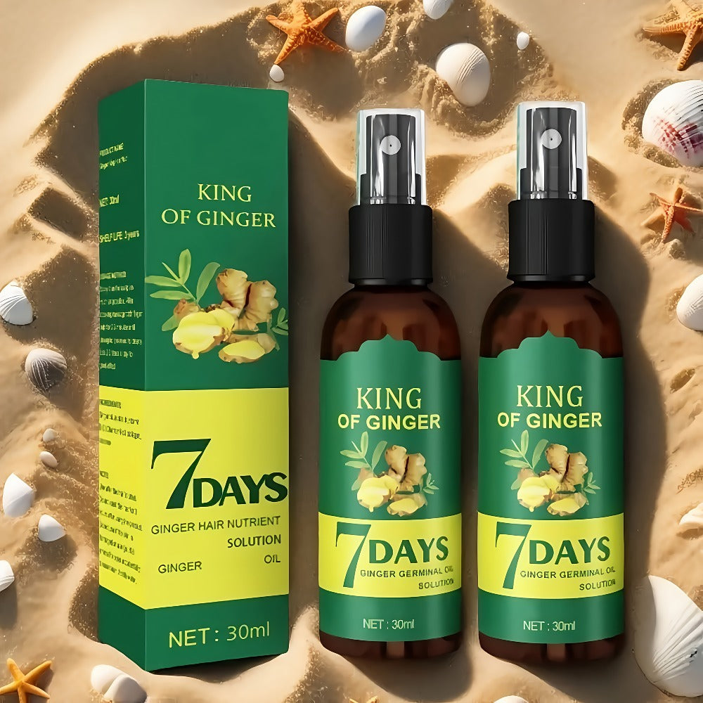 Ginger Hair Oil Spray Set 6 Bottles × 30ml — 7-Day Deep Moisturizing Frizz Control Mist for Dry, Curly & Coily Hair | Lightweight