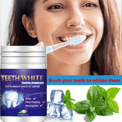 Baking Soda Tooth Powder with Honeysuckle & Mint Extract — Natural Teeth Whitening, Stain Removal & Long-Lasting Fresh Breath, Antibacterial Daily Dental Powder, 80ml Compact for Home & Travel