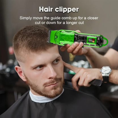 Transparent-Shell Hair Clipper with Digital Display, Six Single-Clipper Colors or Black Three-Piece Grooming Kit