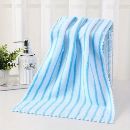 Towel Set 5-Pack 500GSM Coral Fleece Face Towels in Solid, Striped and Five-Color Options for Home and Guest Use