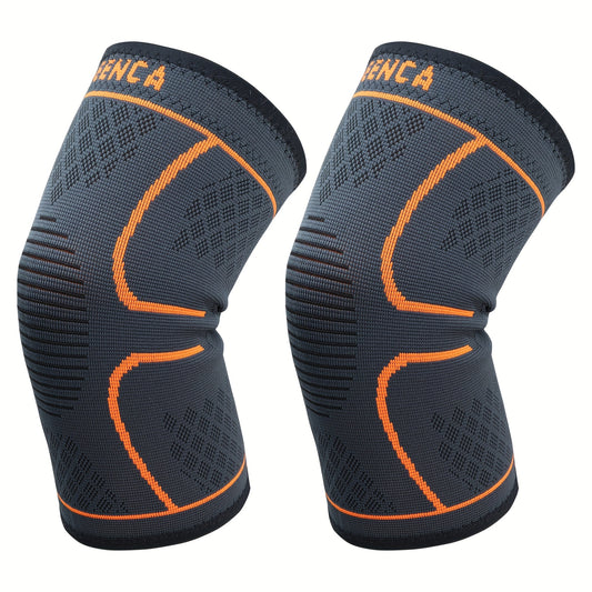 Compression Knee Sleeve 2 Pack for Men Women Breathable Non-Slip Silicone Strip Knee Support High Elasticity Running Exercise High Intensity Sports Copper Beige Pink Orange M XL XXL XXXL