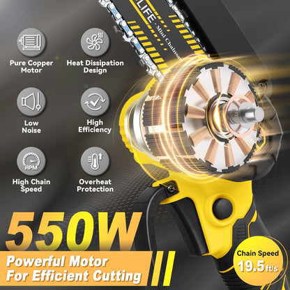 Mini Chainsaw Cordless | Handheld Electric Saw Tree Trimming Wood Cutting