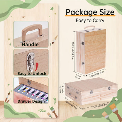 Acrylic Paint Set with Easel 85 Piece – Wooden Tabletop Easel Starter Kit with Acrylic Paints Sketch Pads Brushes & Palette | Complete Art Supplies for Adults Beginners & Professional Artists