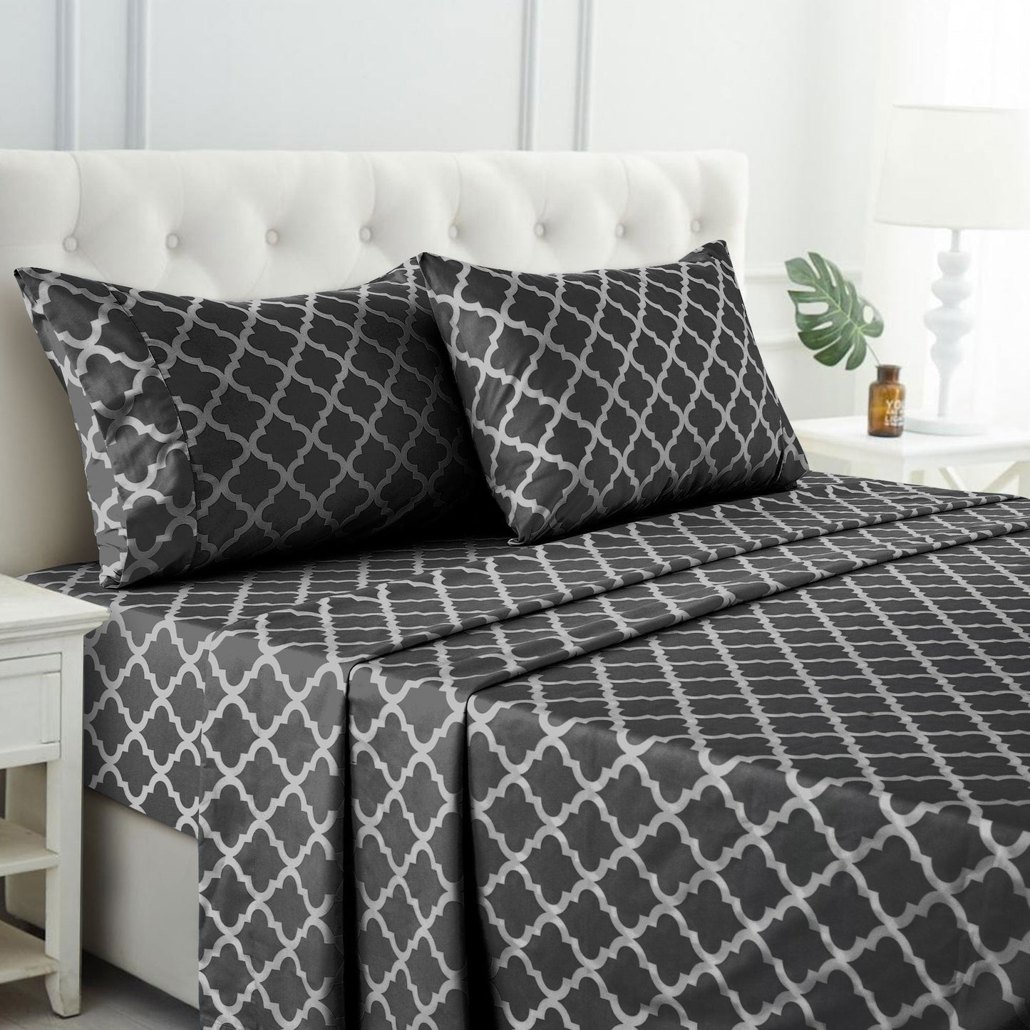 Bed Sheet Set Brushed Polyester in 3- or 4-Piece Configuration with Six Sizes and Eight Colors