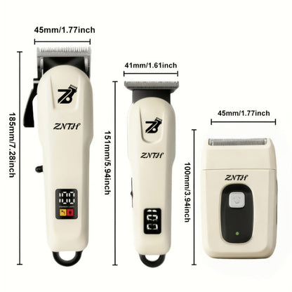 Professional Hair Clipper Kit 9-in-1 Trimmer for Haircut Bald Head Shaving LCD Display USB Fast Charge Long Battery Stainless Steel Blade 4 Guide Combs for Home Barbershop