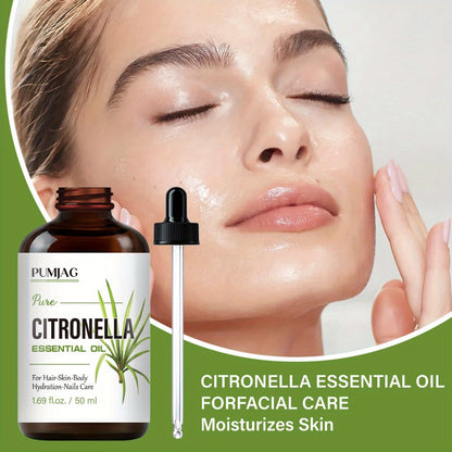 Essential Oil Citronella Non-Alcoholic Formula in 50ml Precision Dropper Bottle for Face, Hair, Nails and Body