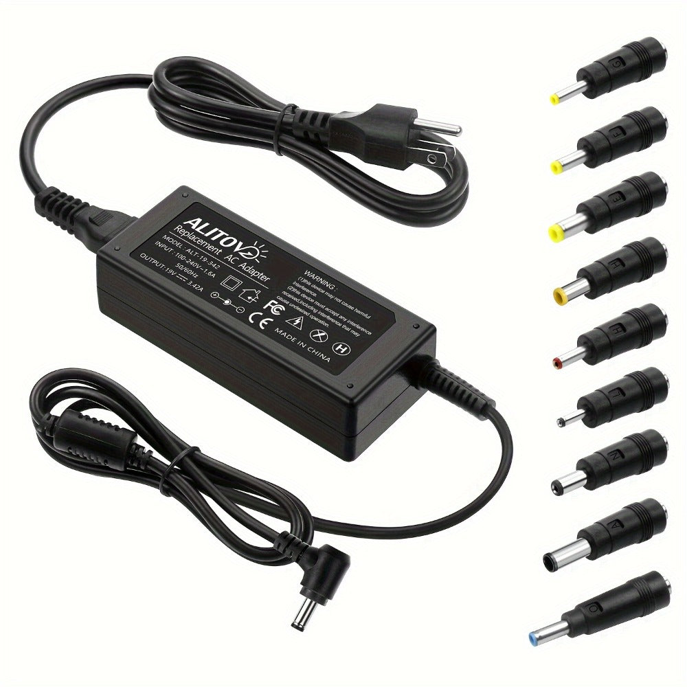 Fixed 19V 3.42A 65W Power Adapter with No-Tip or Nine-Tip Connector Configuration and US Cord