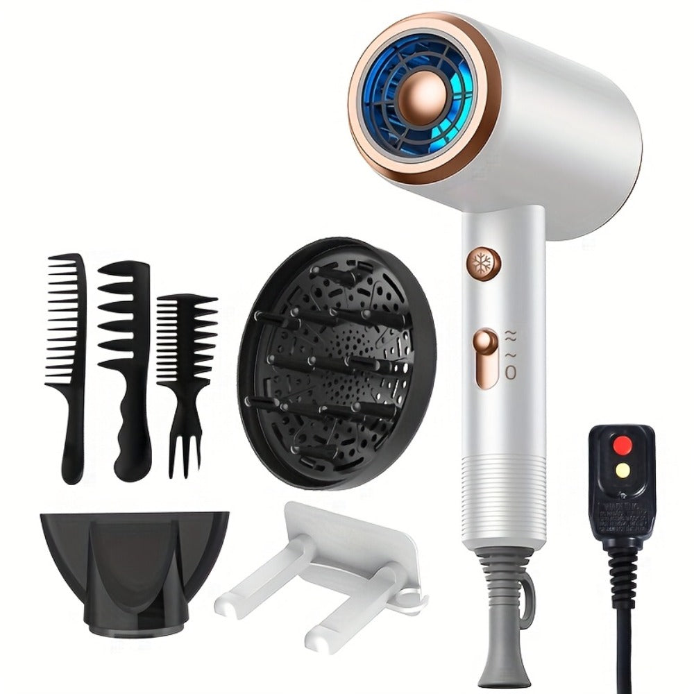 Hair Dryer Hair Styling Tool with 1600W Motor, Six Attachments and Six Color Options for Home Use