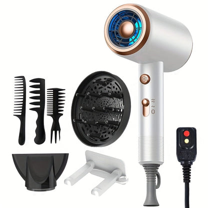 Hair Dryer Hair Styling Tool with 1600W Motor, Six Attachments and Six Color Options for Home Use