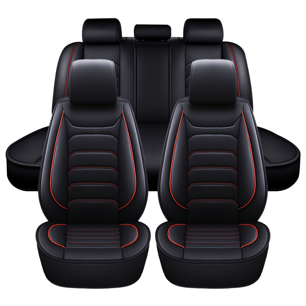 Car Seat Covers 5-Seat Faux Leather Set with Foam Padding and Optional Matching Pillow Pieces