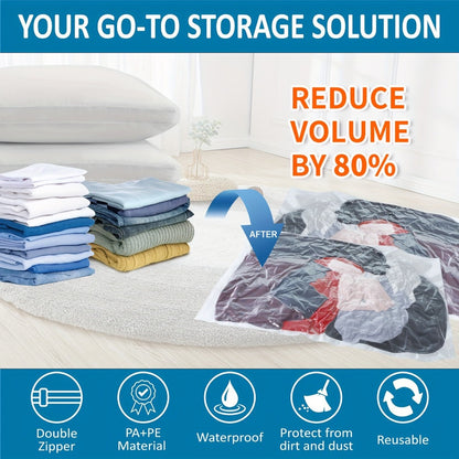 Vacuum Storage Bags Space Saver Bags for Clothes Comforters Bedding Travel Luggage – Extra Thick Jumbo Seal Bags 4pcs 8pcs 10pcs 12pcs 20pcs 30pcs