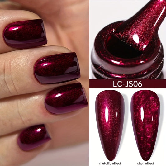 Glitter Gel Nail Polish Set 9pcs Metallic Soak-Off LED UV Sparkling Nail Art Kit — Red & Purple Shades Long-Lasting Salon & DIY Home Manicure, LILYCUTE Professional Formula (0.24oz Each)