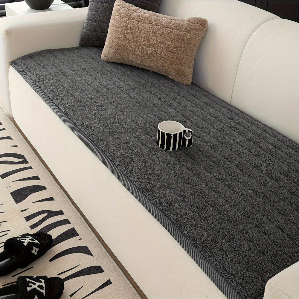 Sofa Cover Bohemian Short-Plush Quilted Panels for Armrest, Backrest and 2 to Large 4-Seater Sofas