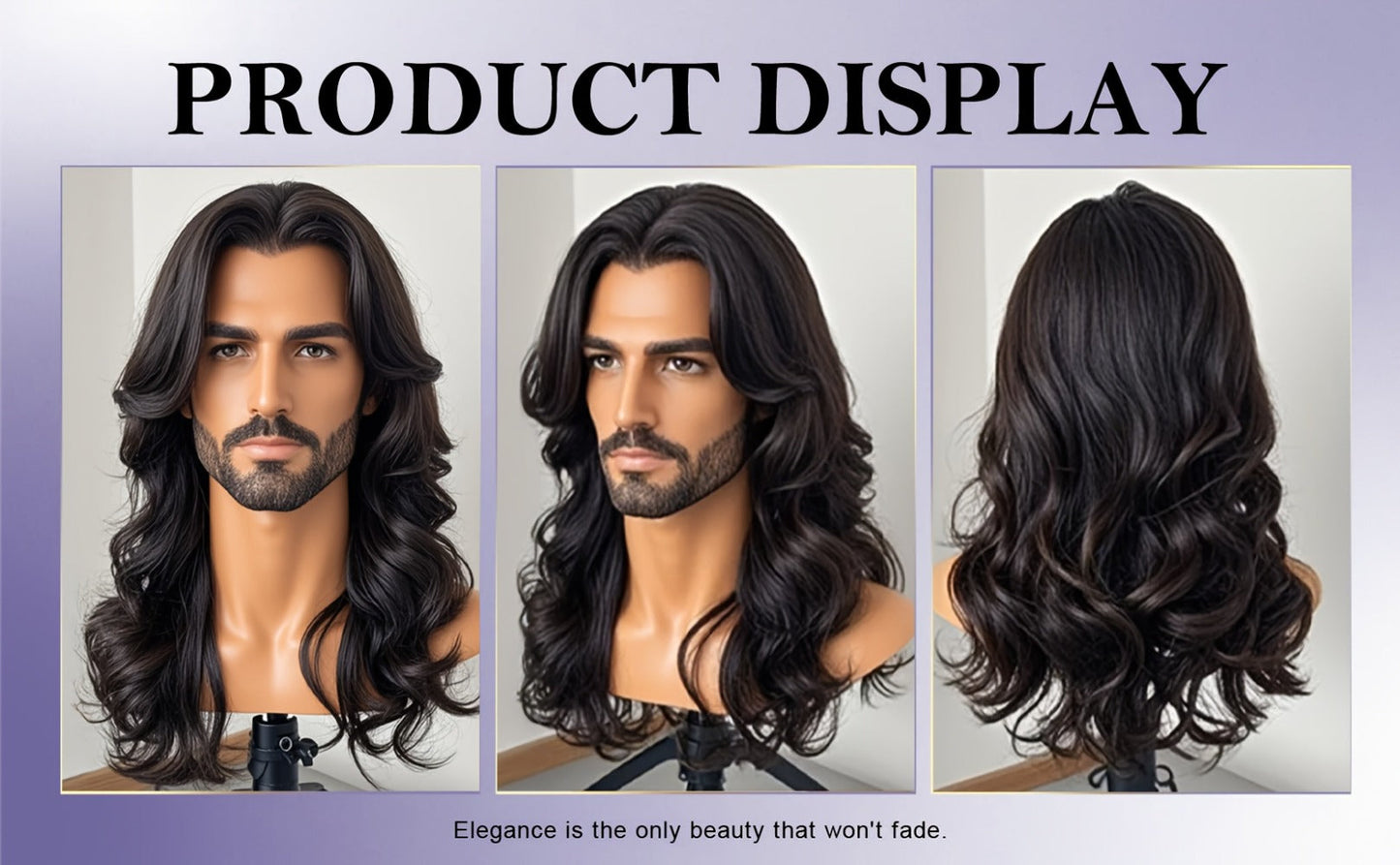 Synthetic Wig 26-Inch Men's Loose Curls with Middle Part in Seven Colors and Breathable Cap