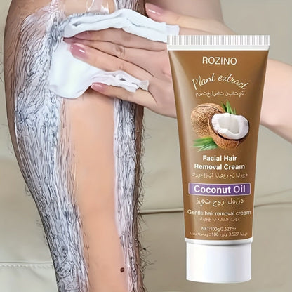 Hair Removal Cream ROZINO 100g Coconut Tube with Carton for Women’s External Body Grooming Routine