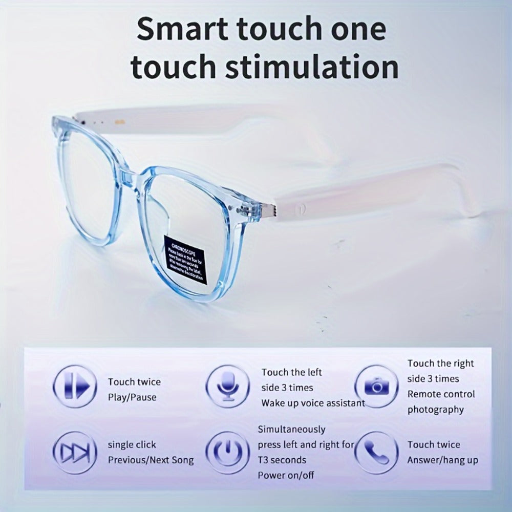 Bluetooth Smart Glasses with Photochromic Auto Dimming Lenses & Anti Blue Light – Wireless Built-in Speaker | Music & Hands-Free Calls | Magnetic Charging | Black White Gold Blue | Wearable Tech Gift