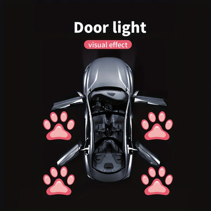Car Door LED Projector Welcome Lights 4 Pcs – Courtesy Step Logo Light Cute Pattern Projection Festive Atmosphere Night Light Sky Blue Pink Amber