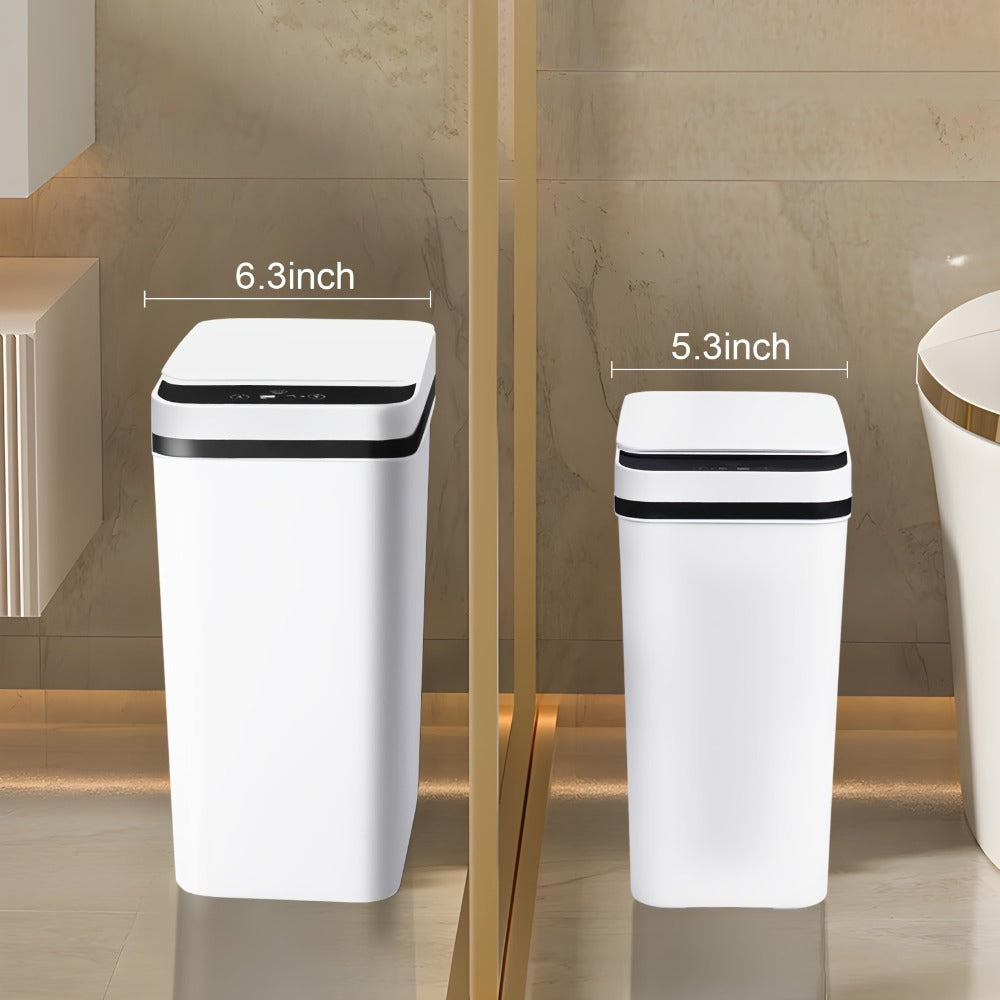 Two-Piece Motion Sensor Trash Can Set with 4.2 and 2.6-Gallon Narrow Bins in White or Black