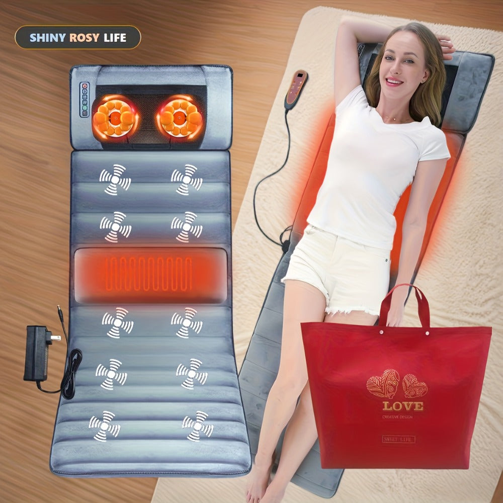 Full Body Shiatsu Massage Mattress, 10-Zone Vibration with Neck Kneading & Hot Compress for Home or Salon Spa Use