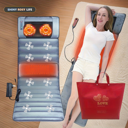 Full Body Shiatsu Massage Mattress, 10-Zone Vibration with Neck Kneading & Hot Compress for Home or Salon Spa Use