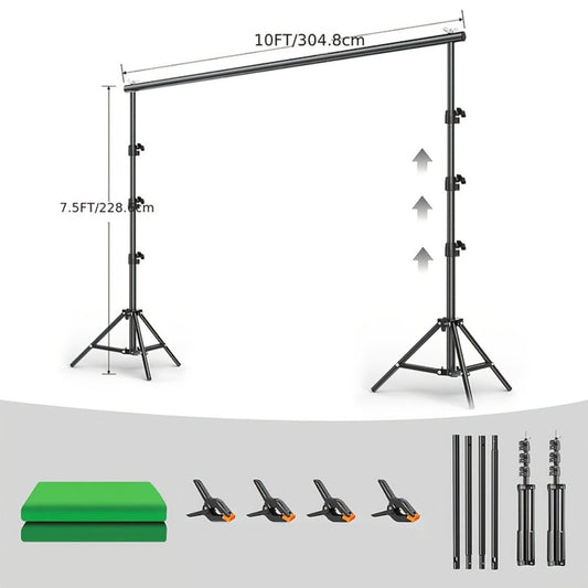 Green Screen Backdrop with Stand Kit 10x10Ft Chroma Key Background 7.5x10Ft Portable Stand with Carrying Bag 4 Clamps for Photoshoot Portraits Party Video Recording Streaming