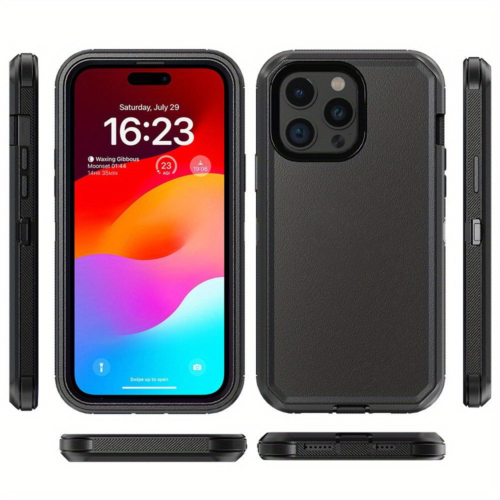 Rugged iPhone 15 Shockproof Case with Belt Clip Holster TPU PC Dual Layer Drop Protection Military Grade Cover for iPhone 15 Pro Max 15 Plus 15 Pro 15 – Heavy Duty Armor for Men Outdoor Work