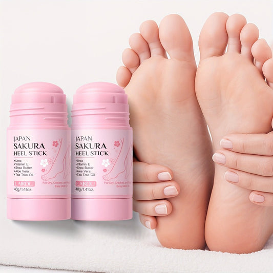 Heel Repair Stick for Dry Cracked Feet 2-Pack — Intensive Moisturizing Foot Balm with Vitamin E, Shea Butter & Sakura Extract, Travel-Friendly Cracked Heel Treatment Stick 1.41oz for Women & Men