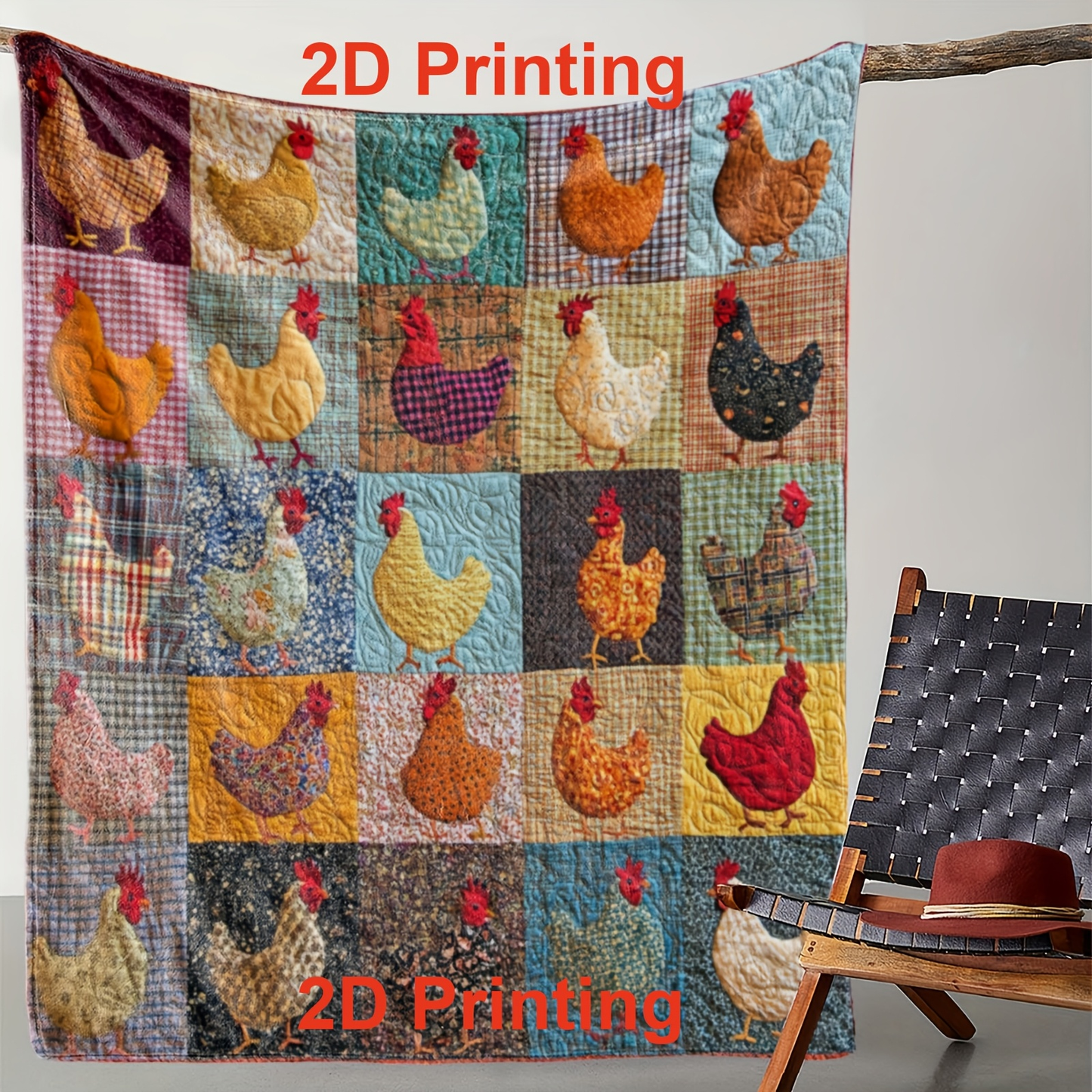 Colorful Chick Print Flannel Throw Blanket in Four Sizes from 30 x 40 to 60 x 80 Inches for Home Use