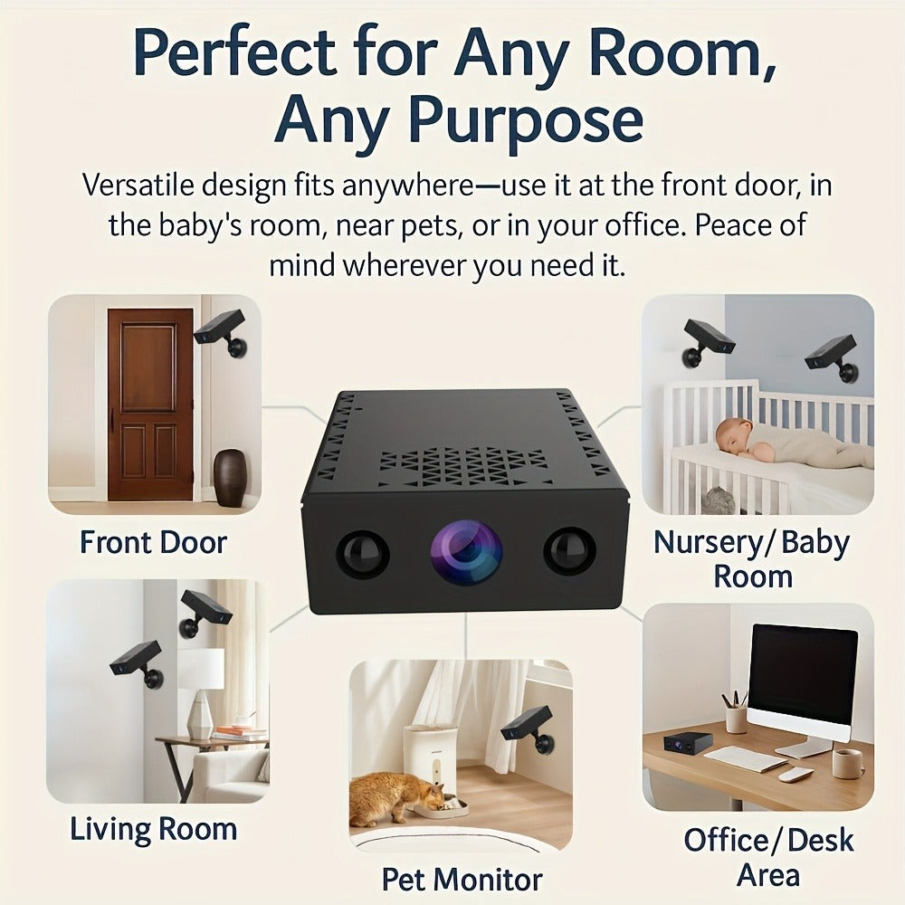 Mini Security Camera No WiFi No Internet Needed, Full HD 1080P Wireless Indoor Camera Built-In AP Hotspot