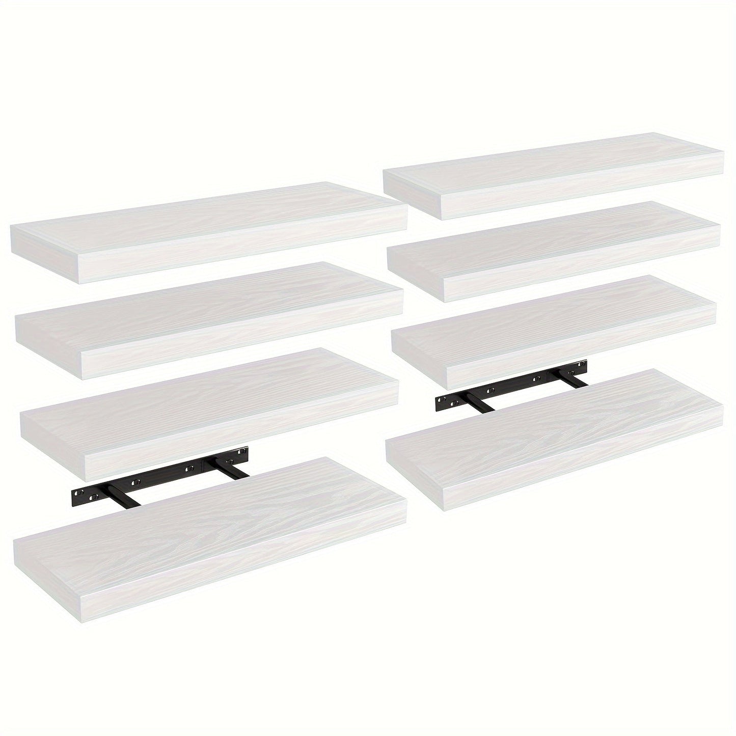 15.8-Inch Floating Wall Shelf Set with Concealed-Style Brackets, Five Finishes and 4- or 8-Piece Options