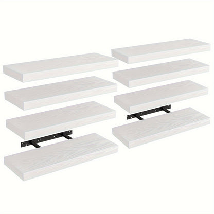 15.8-Inch Floating Wall Shelf Set with Concealed-Style Brackets, Five Finishes and 4- or 8-Piece Options
