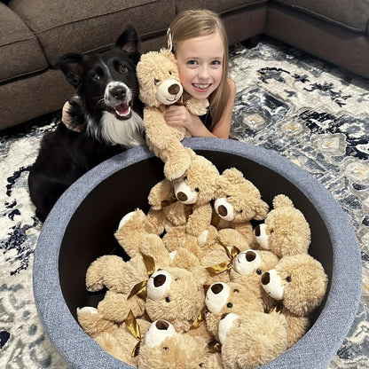 Plush Toy Eight-Pack of 11-Inch Teddy Bears in Dark Brown or Khaki for Events and Favors for Character Display, Room Decor and Gift