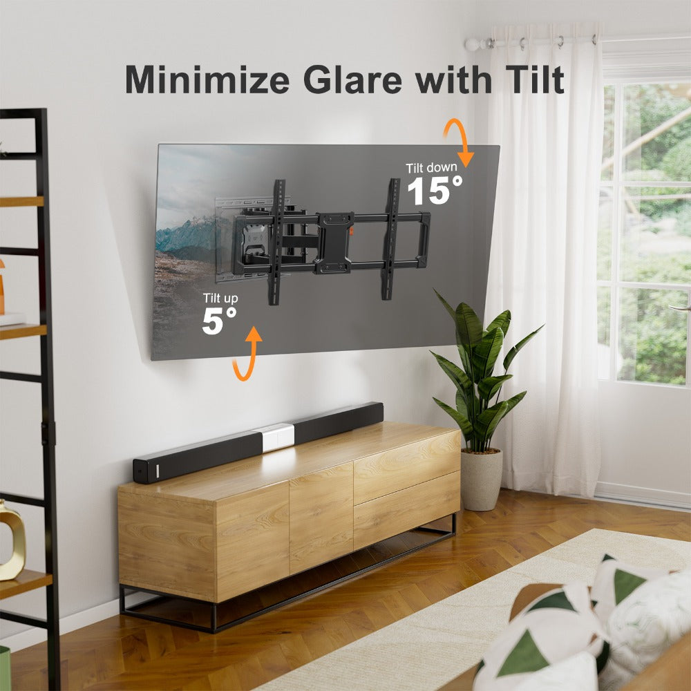 Heavy Duty TV Wall Mount 40-85 Inch 132 lbs – Full Motion Dual Articulating Arms, Tool-Free Tilt Swivel Extend Rotate Level, VESA 600x400mm, Fits 16" Studs, Steel Bracket for Large Flat Screen TVs