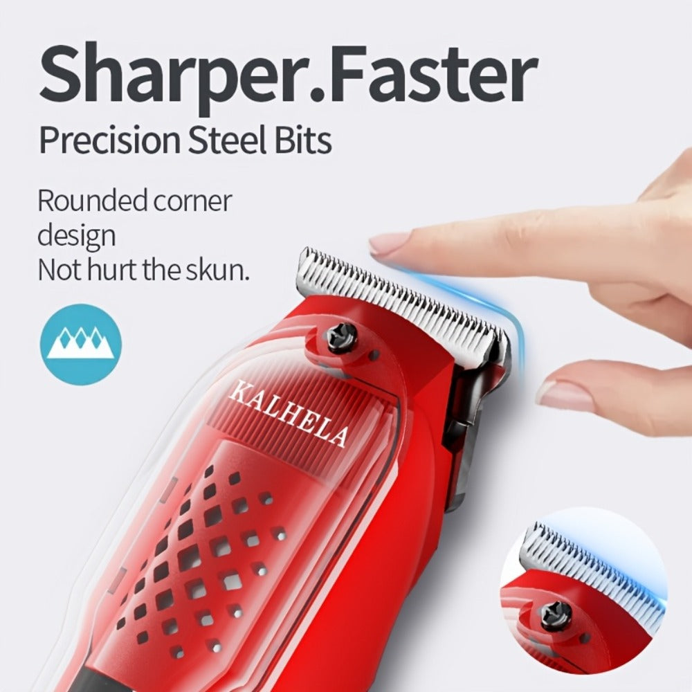 Retro Transparent Hair Clippers for Men – Electric Trimmer with LCD Display, USB Rechargeable Beard Clipper for Pompadour Fade Styles, Cordless Home Barber Tool, Red Black Blue