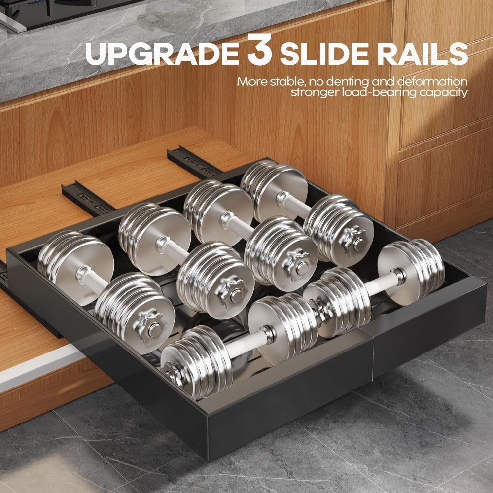 Pull Out Cabinet Organizer Expandable Slide-Out Drawer Shelf Heavy Duty Carbon Steel Silent Sliding Rust-Resistant Storage Rack for Kitchen Bathroom Pantry 12.6"-20.5" Wide