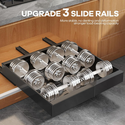 Pull Out Cabinet Organizer Expandable Slide-Out Drawer Shelf Heavy Duty Carbon Steel Silent Sliding Rust-Resistant Storage Rack for Kitchen Bathroom Pantry 12.6"-20.5" Wide