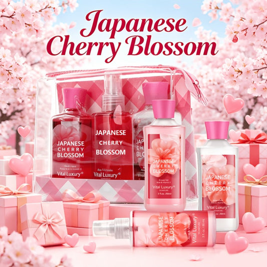 Bath Body Care Gift Set Shower Gel Body Lotion Body Mist Aloe Vera Vitamin E Glycerin Deep Moisturizing Fragrance Set for Women Cherry Blossom Lavender Vanilla Coconut All Skin Types