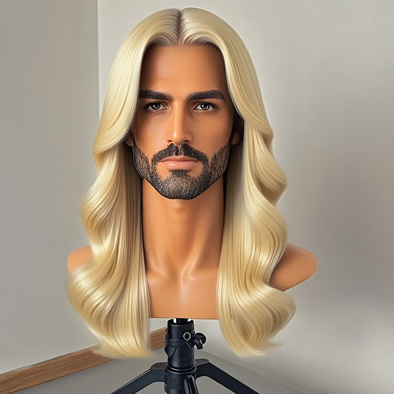 Synthetic Wig 26-Inch Men's Loose Curls with Middle Part in Seven Colors and Breathable Cap