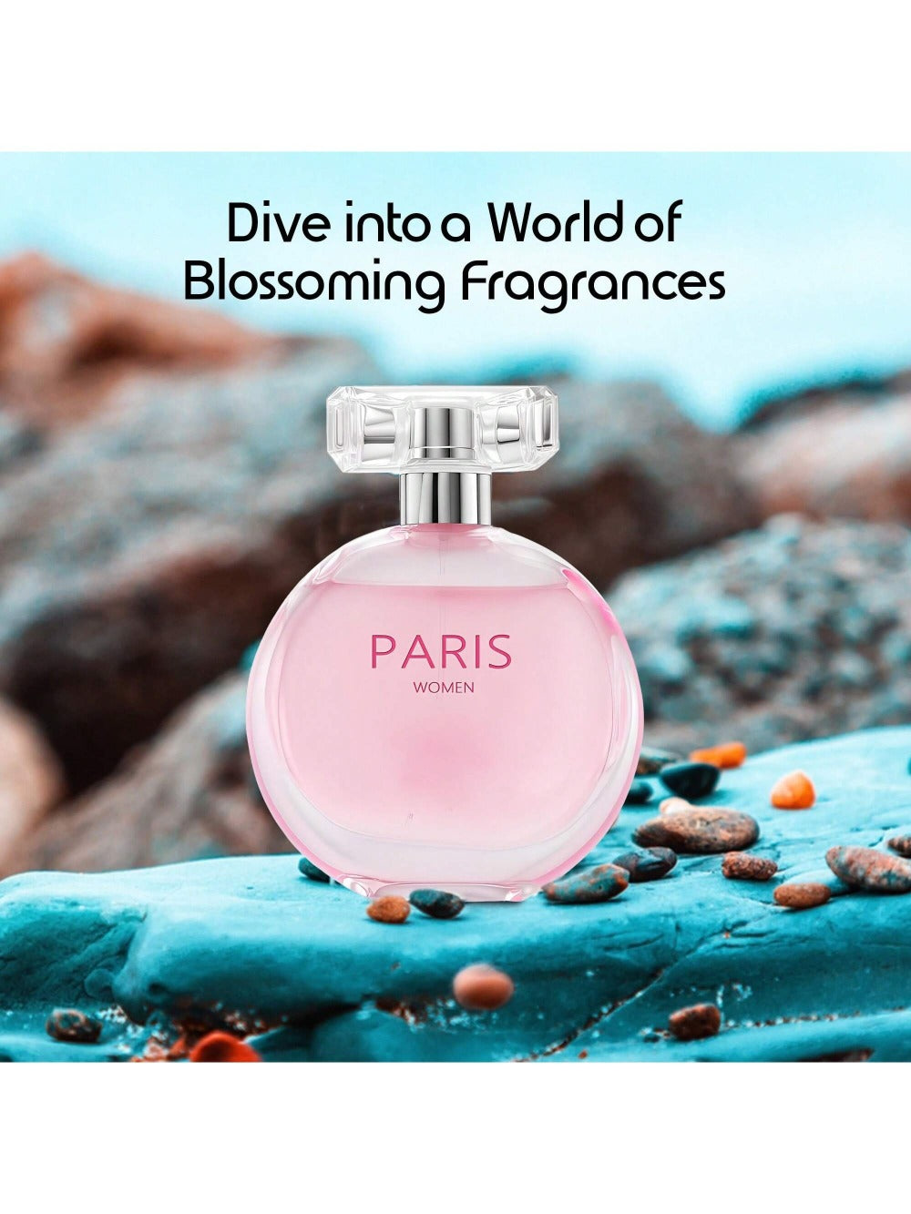 Perfume Paris Women Eau de Parfum 100ml in Round Pink Bottle with Gold Cap & Gift-Ready Box