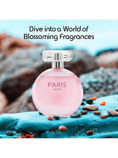 Perfume Paris Women Eau de Parfum 100ml in Round Pink Bottle with Gold Cap & Gift-Ready Box