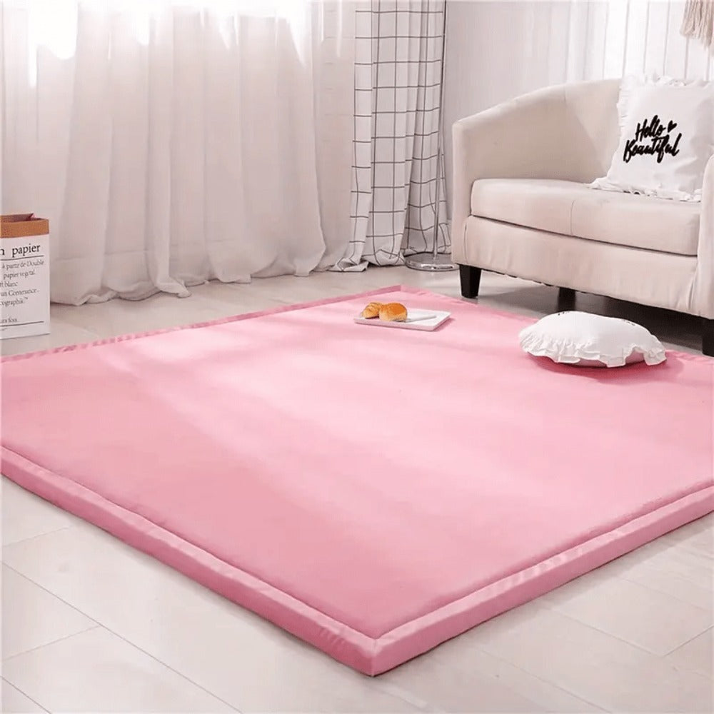 Padded Tatami-Style Area Rug in Six Solid Colors with 50-Inch Square to 79 x 118-Inch Sizes