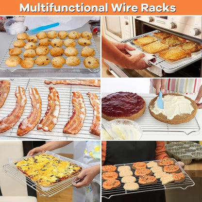 Two-Piece Carbon Steel Cooling Rack Set in Two Sizes for Cookies, Cakes, Roasting and Grilling