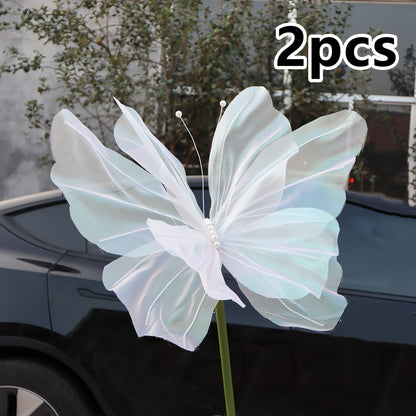 3D Artificial Butterfly Decorations 2pcs – Realistic Featherless Fake Butterflies for Wedding, Home, Garden & Party Decor | No Electricity Required | All-Season Indoor Outdoor Holiday Accent