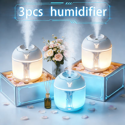 Humidifier 3-Piece Mini Set with Adjustable Mist, Soft LED Light and White-Green Color Combinations