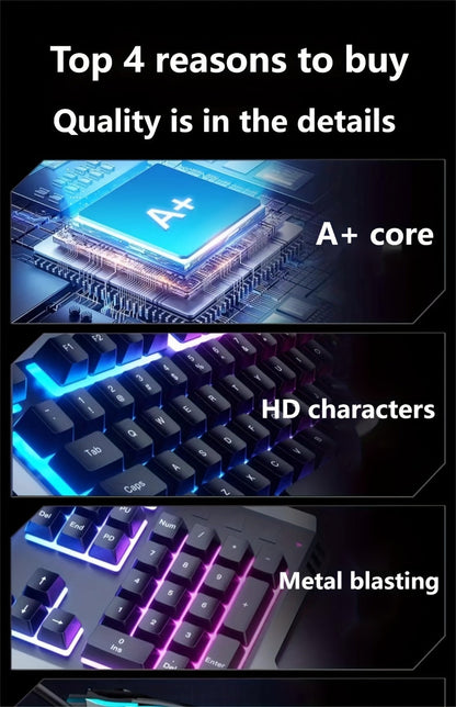 RGB Gaming Keyboard and Mouse Combo Wired USB, Backlit Keyboard & Mouse Set for PC Desktop Laptop Windows