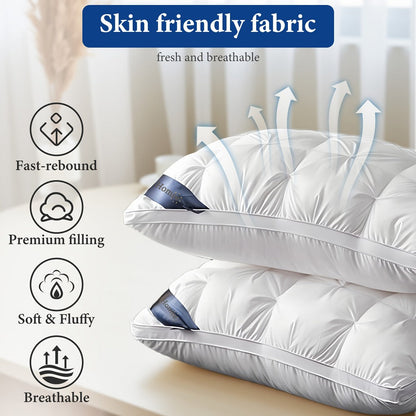 Bed Pillow 2 Pack Hotel Quality Twisted Flower Design 900g Fill - Adjustable Zipper Closure Breathable Polyester Sleeping Pillow for Side Back Stomach Sleepers, Luxury Soft Support Pillow Set