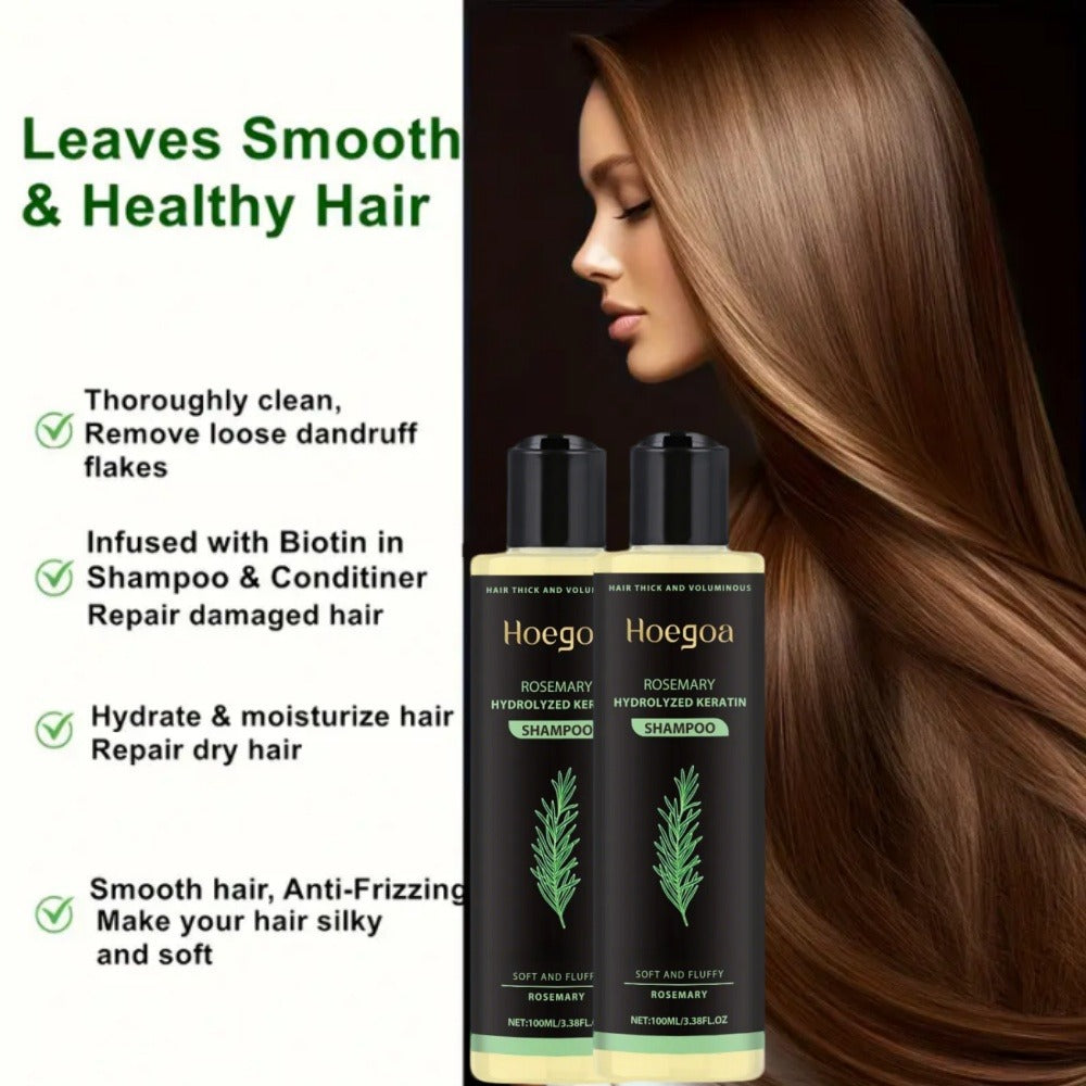 Rosemary Vitamin C Keratin Shampoo Set 3 Bottles — Deep Cleanse Moisturize & Strengthen Hair, Scalp Stimulating Antioxidant Formula, Smooth Shiny Frizz-Free Results, Holiday Hair Care Gift for Women & Men